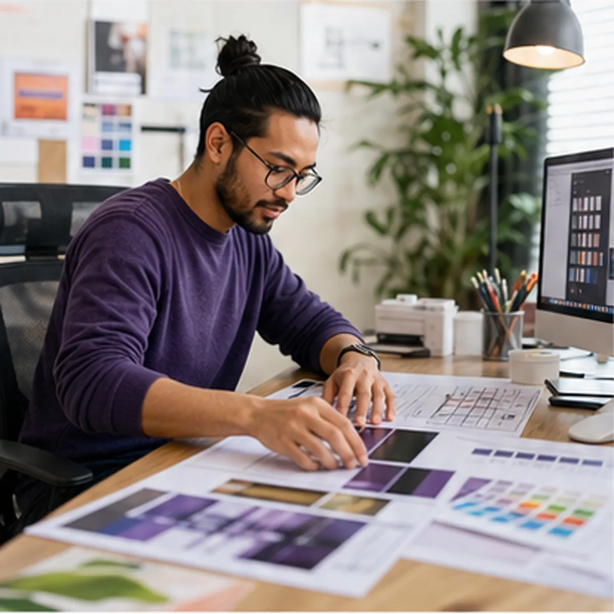 Graphic Designer at work in a realistic setting.