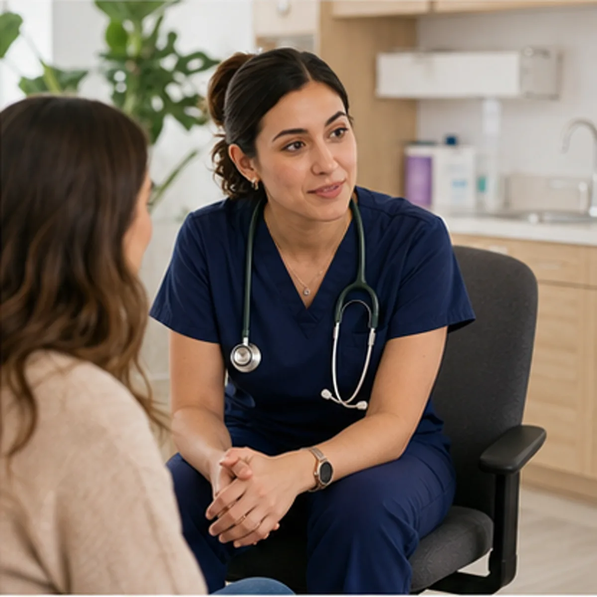 Nurse Practitioner at work in a realistic setting.